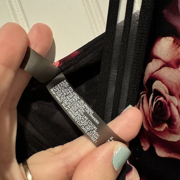 Torrid Black Floral One Piece Swimsuit Mesh Trim Plus Size 6X - Picture 5 of 8